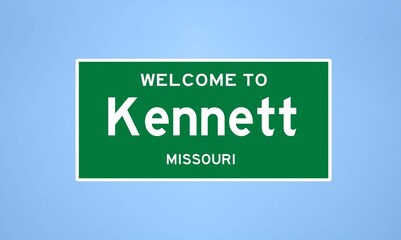 Kennett, Missouri city limit sign. Town sign from the USA.
