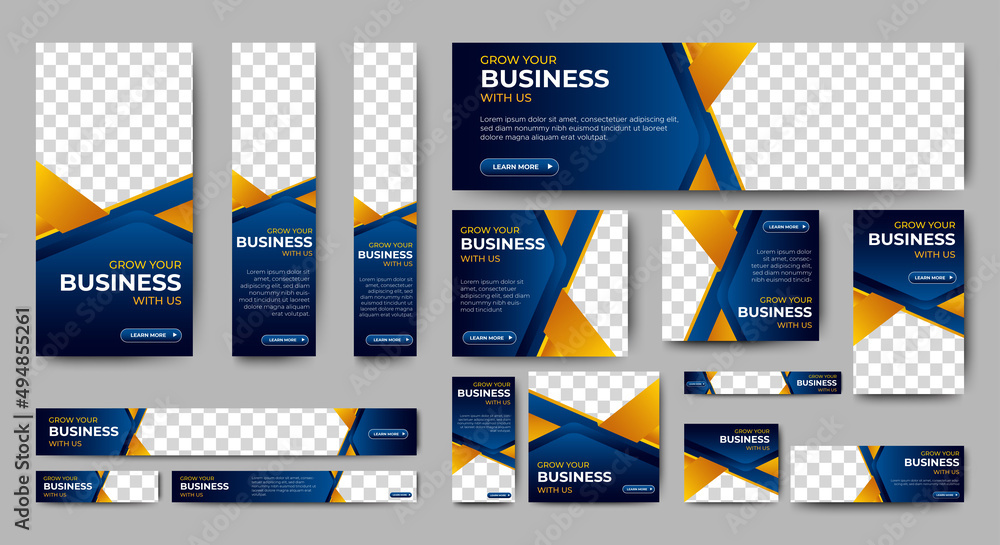 Aufkleber abstract banner design web template set, horizontal header web banner. modern gradient blue cover he