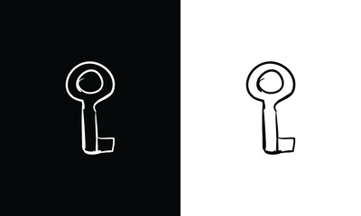 key icon hand drawn design illustration, designed