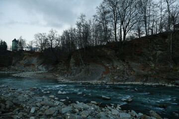 Amazing river in the Ukrainian Carpathian mountains