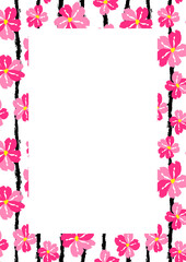 Obraz na płótnie Canvas Flower frame border size a4, format a4. Floral pattern. Cute floral background. Background with flower brush strokes