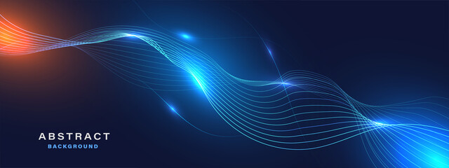 Fototapeta na wymiar Abstract blue technology background with flowing lines. Dynamic waves. vector illustration. 