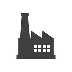 Budynek fabryki z kominem  - ikona wektorowa - obrazy, fototapety, plakaty