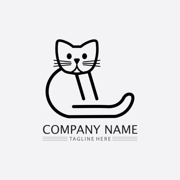 cat logo and vector animal icon footprint kitten calico logo dog symbol cartoon character sign illustration doodle design