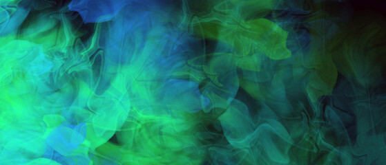 Abstract colorful smoke wallpaper. Abstract blue green smoke fire background	
