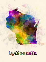 Wisconsin US state in watercolor