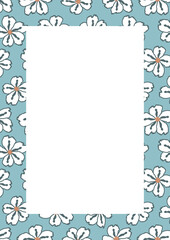 Flower frame border size a4, format a4. Floral pattern. Cute floral background. Background with flower brush strokes