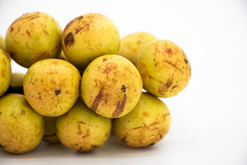 Baccaurea motleyana isolate on white background, close-up