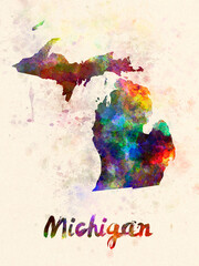 Michigan US state in watercolor