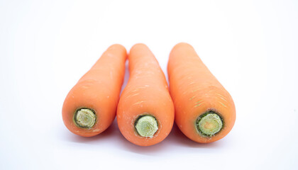 fresh three Carrots isolated on white background