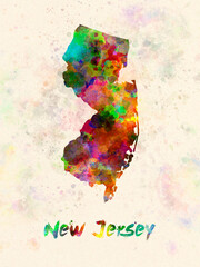 New Jersey US state in watercolor