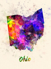 Ohio US state in watercolor