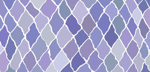 Violet ornament pattern as checkered abstract background or meshy wallpaper.	