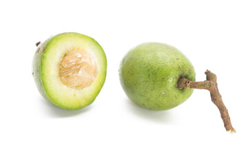 olive slices isolated on white background. olive is a beneficial herbal plant used to cure various diseases.