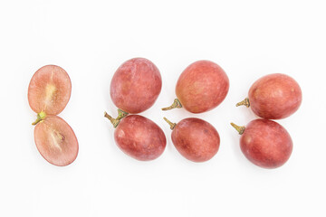 Grapes designed isolated on white.top view
