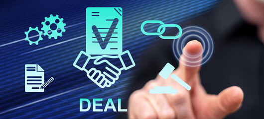 Man touching a deal concept