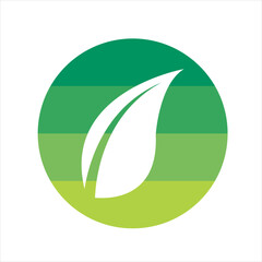 Leaf  White Green Eco Vector Illustration Minimalist Flat Logo