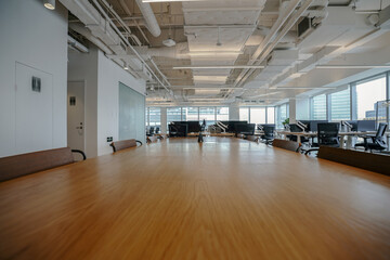 Interior of modern empty office building.Open ceiling design.