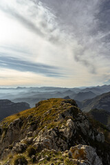 Fototapeta na wymiar Panoramic view of the summit of a mountain