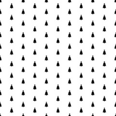 Square seamless background pattern from geometric shapes. The pattern is evenly filled with big black Christmas trees. Vector illustration on white background