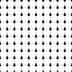 Square seamless background pattern from geometric shapes are different sizes and opacity. The pattern is evenly filled with big black Christmas snowmans. Vector illustration on white background