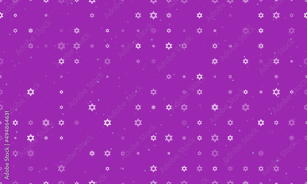 Poster seamless background pattern of evenly spaced white star of david symbols of different sizes and opac