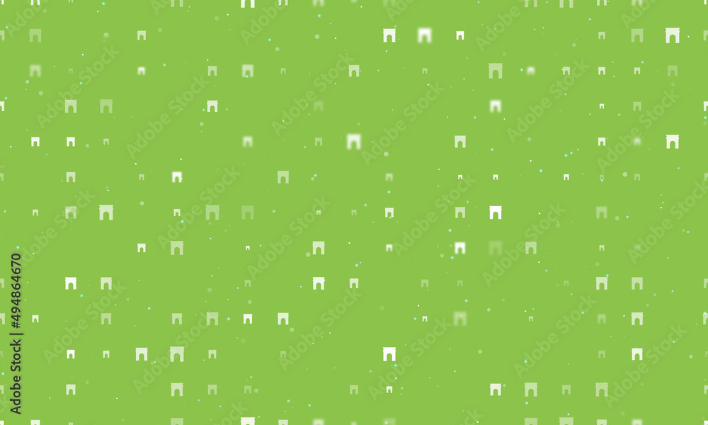 Poster seamless background pattern of evenly spaced white arch symbols of different sizes and opacity. vect