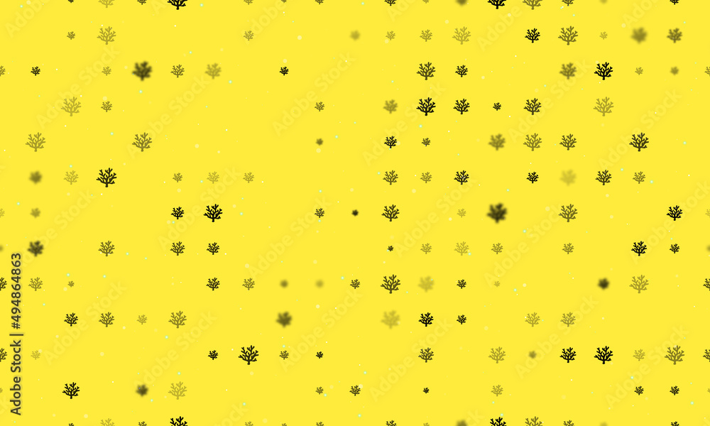 Poster seamless background pattern of evenly spaced black coral symbols of different sizes and opacity. vec