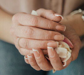 woman hands with flowers
