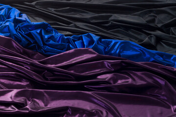 Obraz premium Dark background of vinyl disco fabric. Background textile space