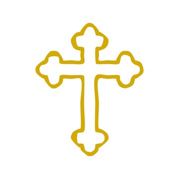 Hand drawn christian cross icon