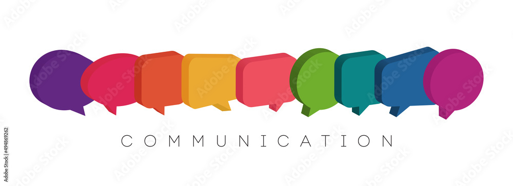 Wall mural 3d speech bubbles, communication concept, vector illustration