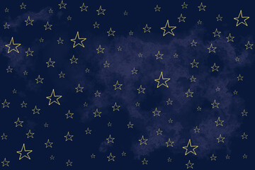 Seamless pattern. Cosmos. Universe. Yellow stars, constellations on a dark blue background. Starry night sky. Seamless pattern. Cosmos. Universe. Yellow stars, constellations on a dark blue background