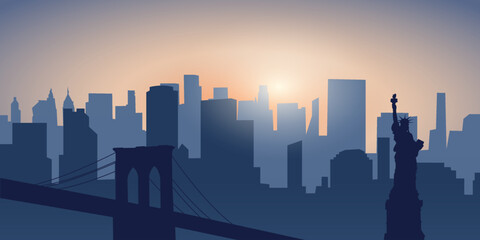 newyork city in silhouette style