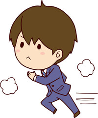 急ぎでダッシュする真剣なビジネスマン