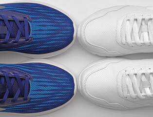 Sport trainers for jogging on white background closeup