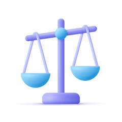 Scales of justice. Balance and justice, law concept. 3d vector icon. Cartoon minimal style. © Анна Тощева