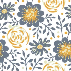 Fototapeten Seamless pattern  with flowers in doodle style © tiff20