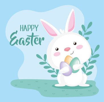 happy easter lettering card