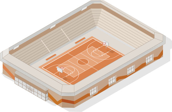 Basketball Court Or Stadium Isometric Illustration