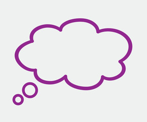 Think bubble isolated on grey background. Trendy think bubble in flat style. Modern template for social network and label. Creative thought balloon. Cloud line art, vector illustration	