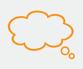 Think bubble isolated on grey background. Trendy think bubble in flat style. Modern template for social network and label. Creative thought balloon. Cloud line art, vector illustration	