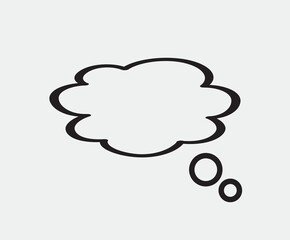Think bubble isolated on grey background. Trendy think bubble in flat style. Modern template for social network and label. Creative thought balloon. Cloud line art, vector illustration	