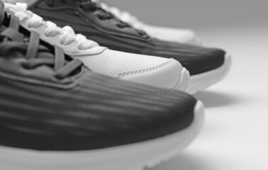 Sport shoes for running on white background closeup