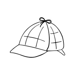 vector doodle hat of Sherlock Holmes, accessory, headdress of an English detective