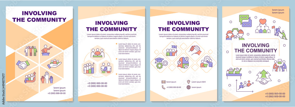 Canvas Prints involving community brochure template. social planning. leaflet design with linear icons. 4 vector l