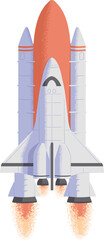Obraz premium Rocket Flying in Stratosphere Colored Illustration