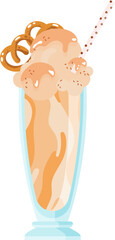 Glass of Cold Caramel Milkshake Cartoon Illustration