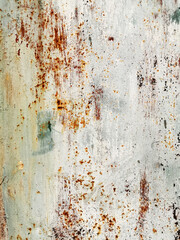background old white metal wall corroded and rusty