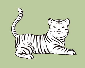 寅の線画イラスト